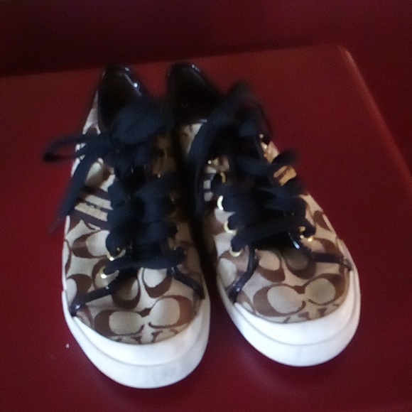 Coach canvas logo sneakers great shape with new laces size 8 TTS - Picture 7 of 8